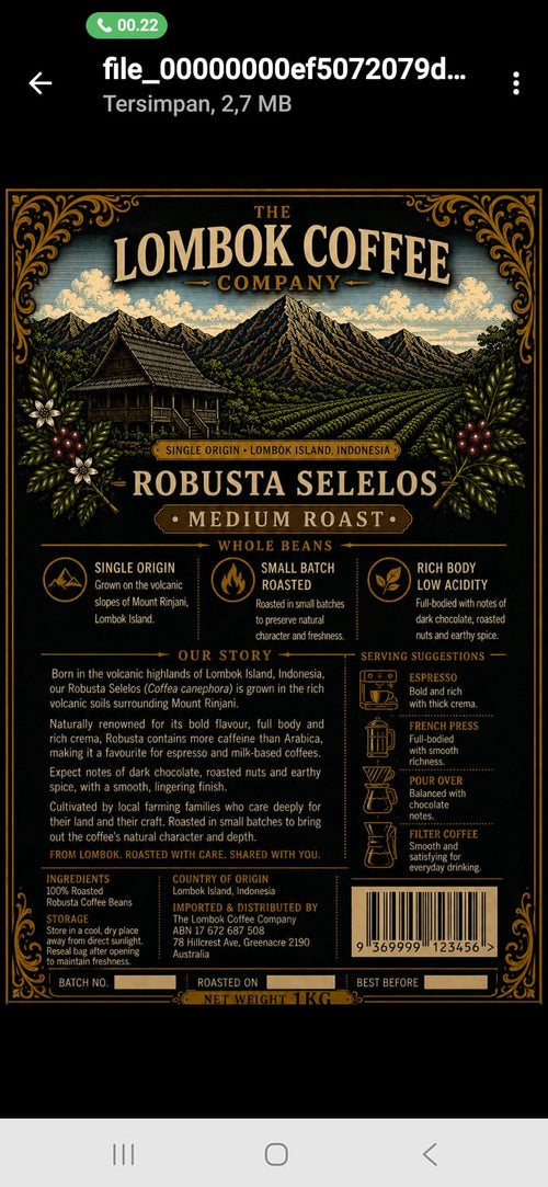 Robusta Seleco Medium Roast 1kg